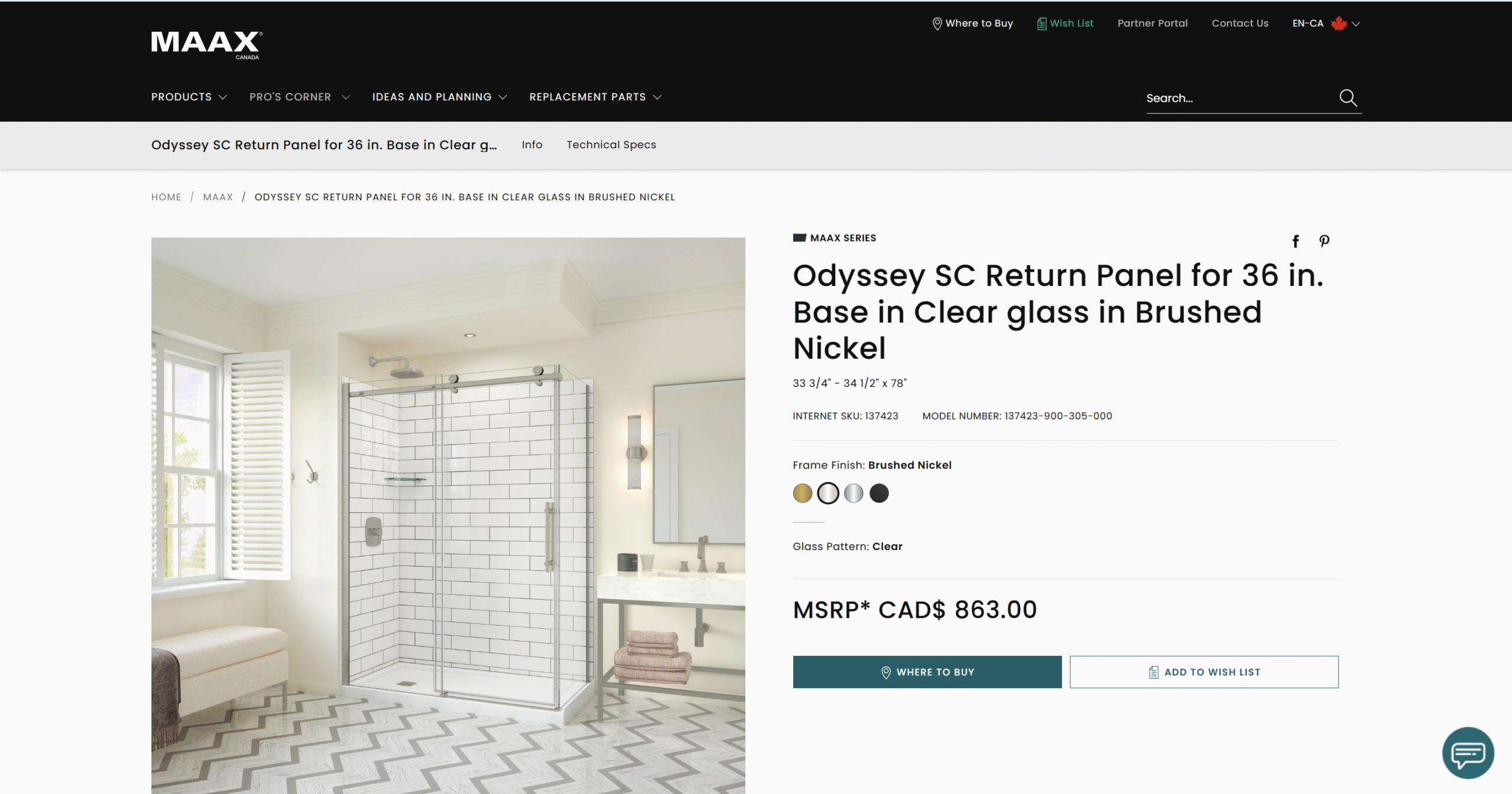screen shot of https://maax.ca
